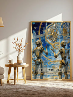 The Cyberiad watercolour print in frame leaning in hallway – sci fi wall art