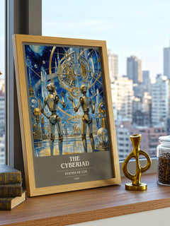 The Cyberiad book cover print framed by window – literary home decor