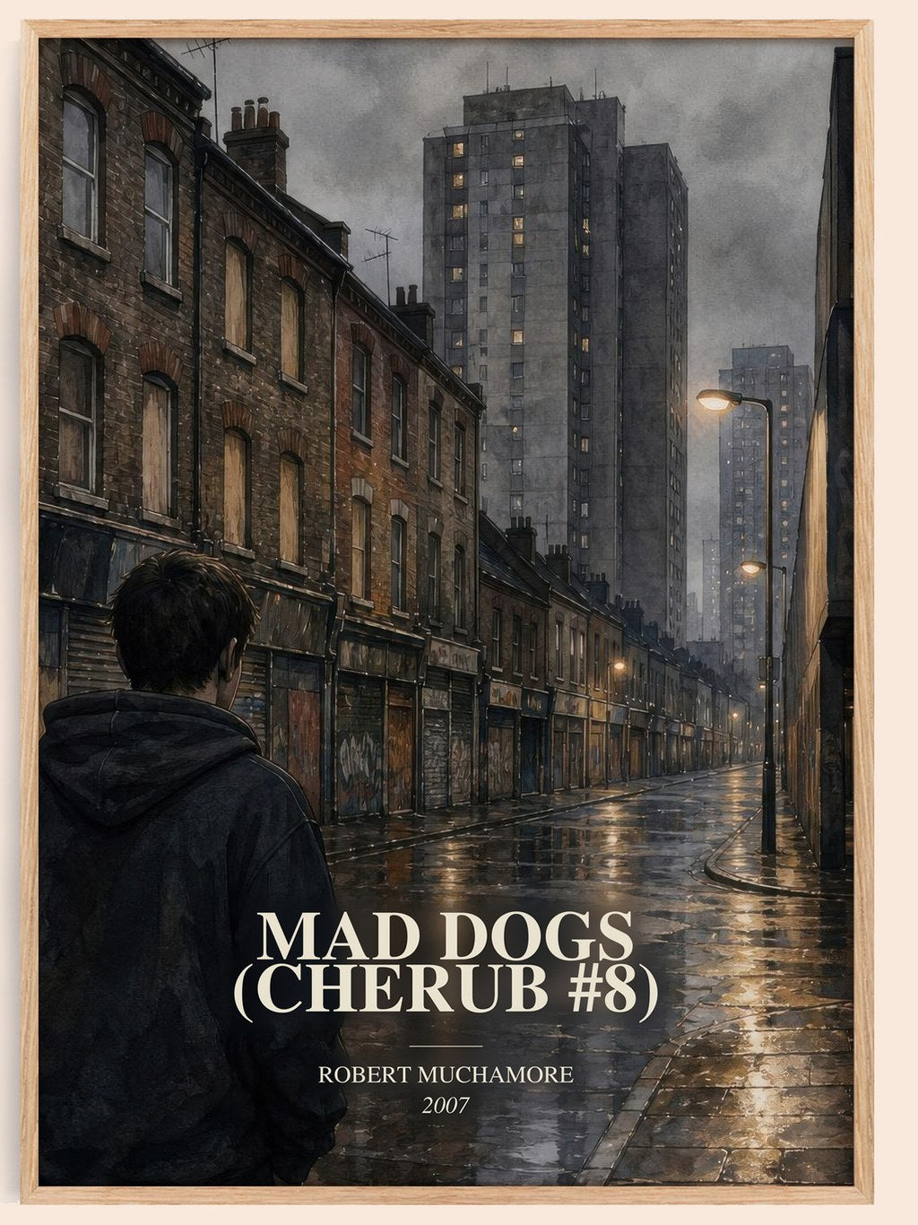 Mad Dogs (CHERUB #8) watercolour book poster by Robert Muchamore – framed literary art print