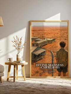 Divine Madness (CHERUB #5) watercolour print in frame leaning in hallway – young adult wall art
