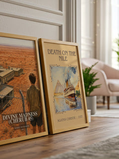 Divine Madness (CHERUB #5) watercolour print framed by window – literary home decor