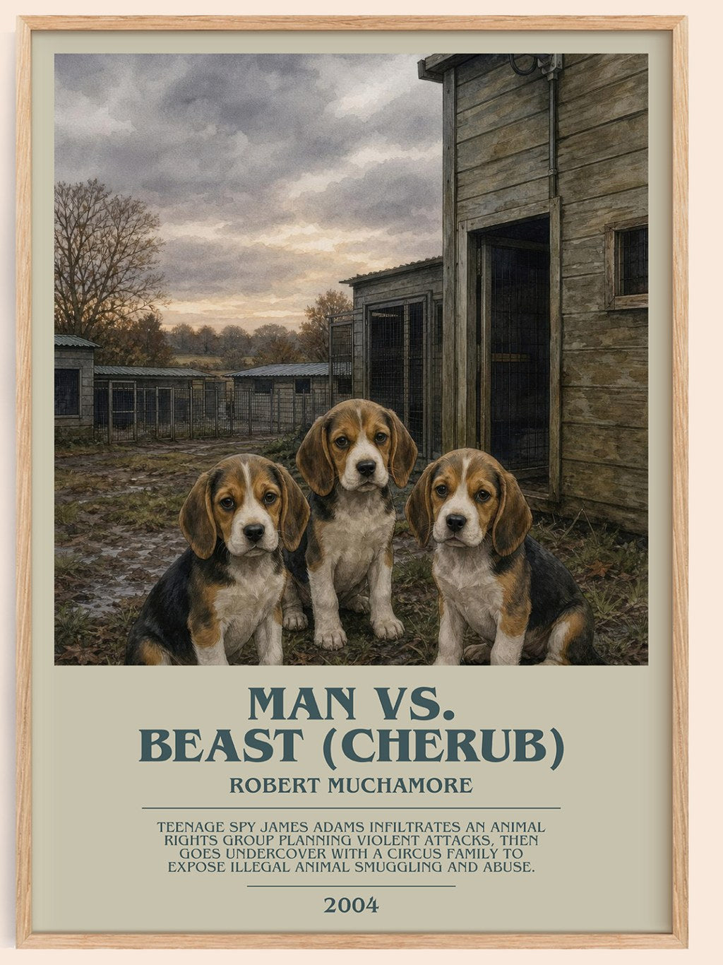 Man vs. Beast (Cherub) bookish book poster by Robert Muchamore – framed literary art print