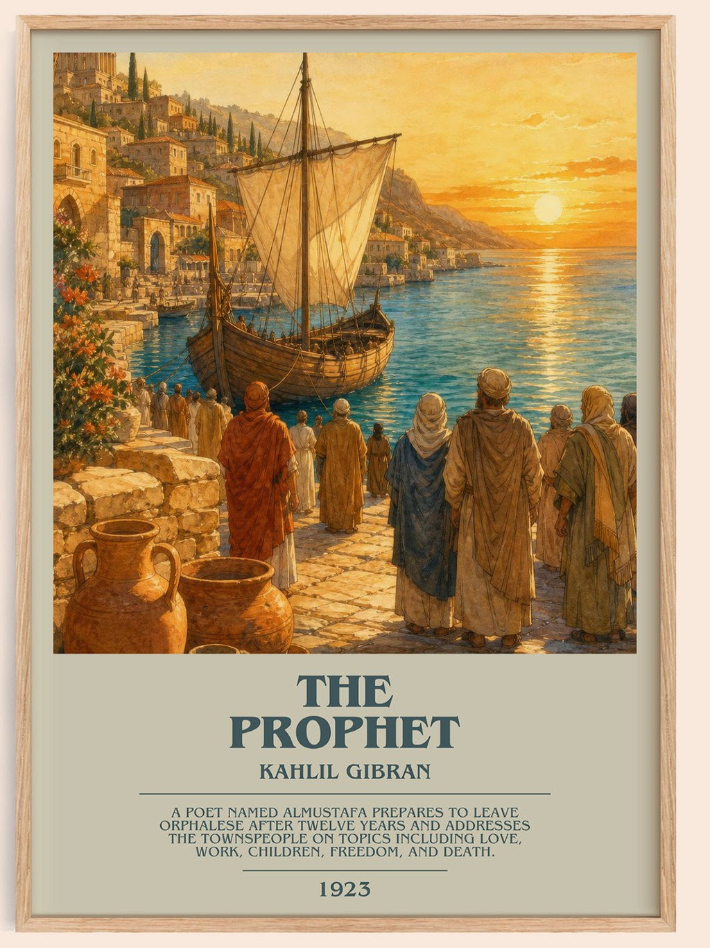 The Prophet bookish book poster by Kahlil Gibran – framed literary art print