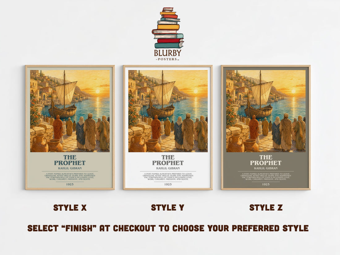 The Prophet bookish print in frame leaning in hallway – poetry wall art (mockup)