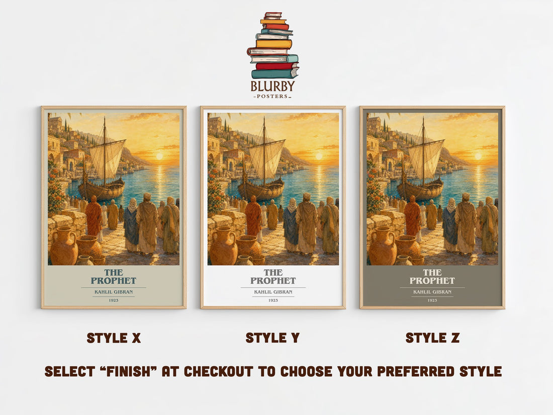 The Prophet book cover print in frame leaning in hallway – poetry wall art (mockup)