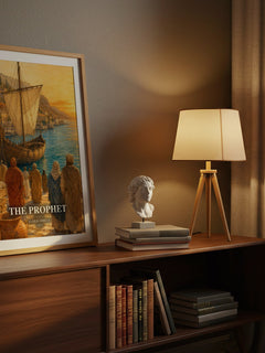 The Prophet watercolour print on bookshelf – Kahlil Gibran fan gift