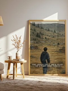 The Absolutely True Diary of a Part-Time Indian watercolour print in frame leaning in hallway – young adult wall art