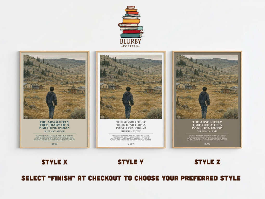 Absolutely True Diary of a Part-Time Indian Bookish Wall Art – S. – Style X, Y and Z side by side – choose your finish