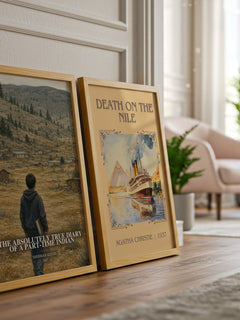 The Absolutely True Diary of a Part-Time Indian watercolour print framed by window – literary home decor