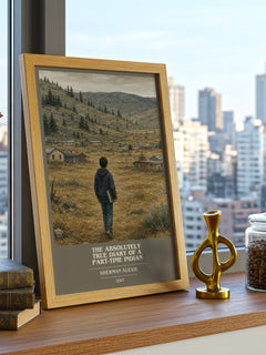 The Absolutely True Diary of a Part-Time Indian book cover print framed by window – literary home decor