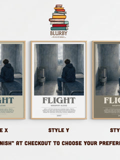 Flight bookish print in frame leaning in hallway – contemporary fiction wall art