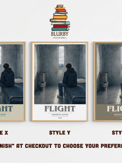 Flight book cover print in frame leaning in hallway – contemporary fiction wall art