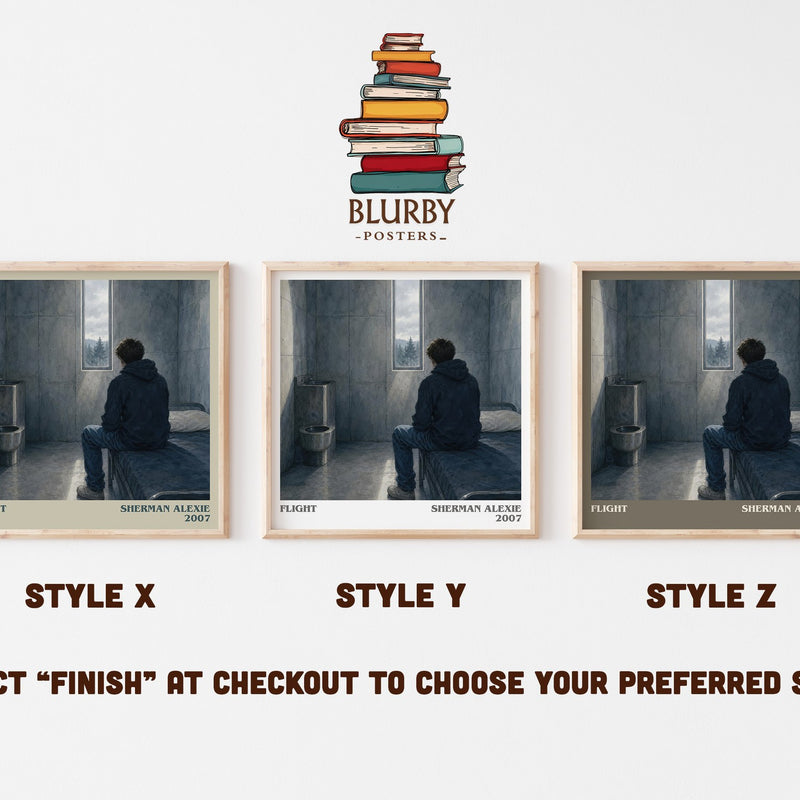Flight literary print in frame leaning in hallway – contemporary fiction wall art