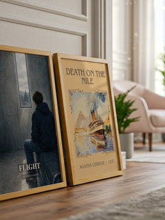 Flight watercolour print framed by window – literary home decor