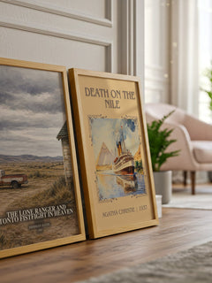 The Lone Ranger and Tonto fistfight in heaven watercolour print framed by window – literary home decor