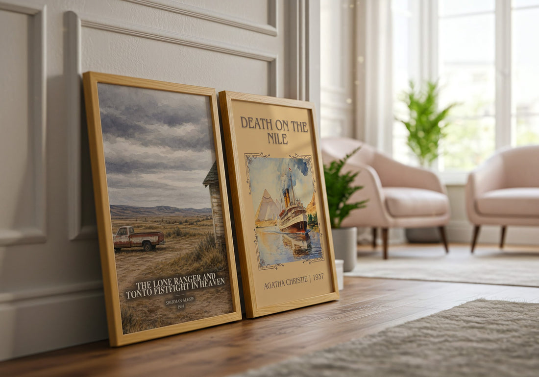 The Lone Ranger and Tonto fistfight in heaven watercolour print framed by window – literary home decor