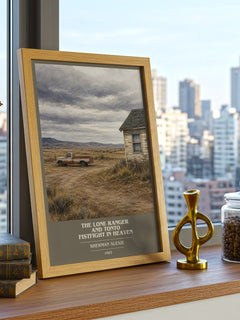 The Lone Ranger and Tonto fistfight in heaven book cover print framed by window – literary home decor