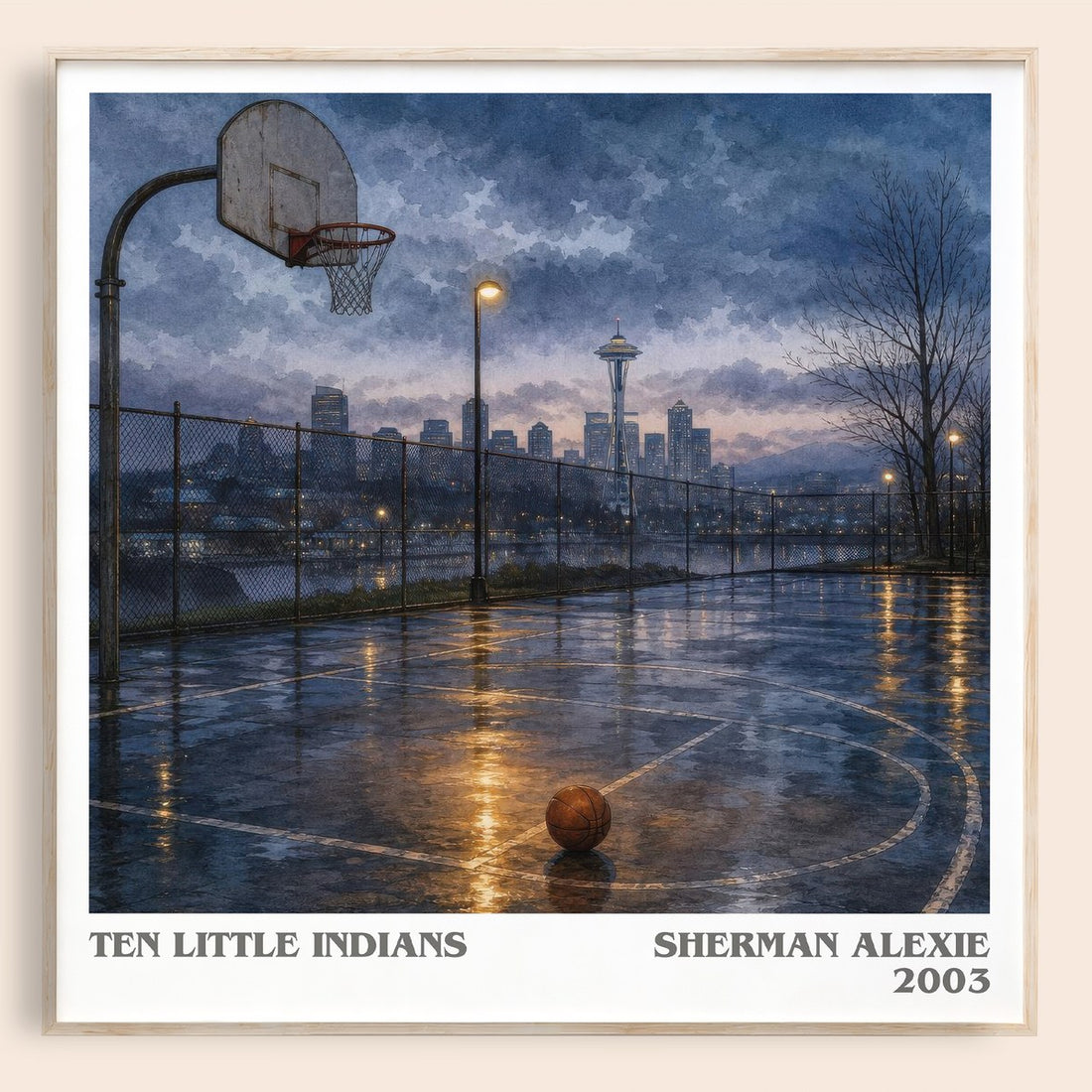 Ten Little Indians literary book poster by Sherman Alexie – framed literary art print