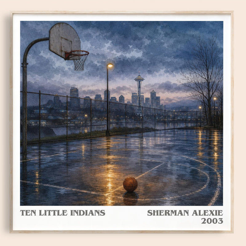 Ten Little Indians literary book poster by Sherman Alexie – framed literary art print