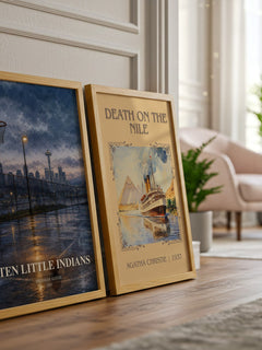Ten Little Indians watercolour print framed by window – literary home decor