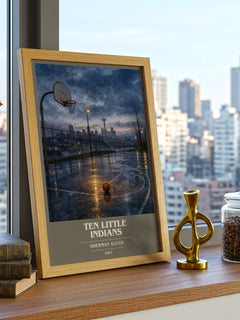 Ten Little Indians book cover print framed by window – literary home decor