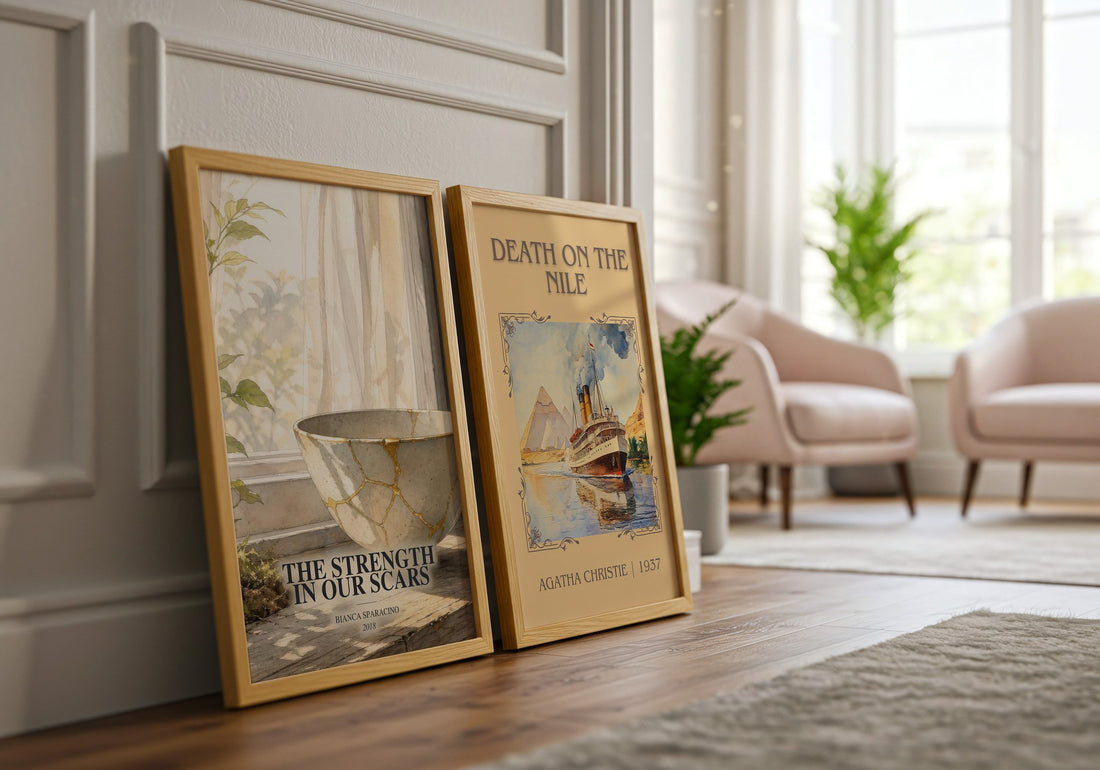 The Strength in Our Scars watercolour print framed by window – literary home decor