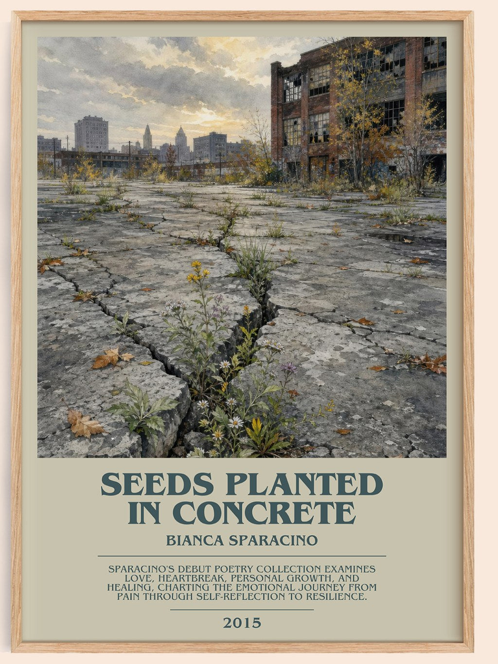 Seeds Planted in Concrete bookish book poster by Bianca Sparacino – framed literary art print