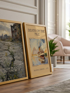 Seeds Planted in Concrete watercolour print framed by window – literary home decor