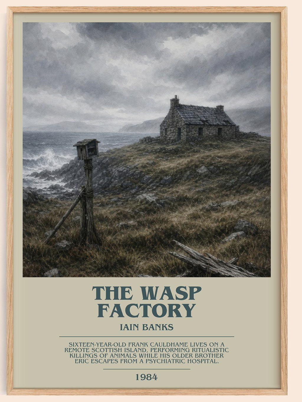 The Wasp Factory bookish book poster by Iain Banks – framed literary art print