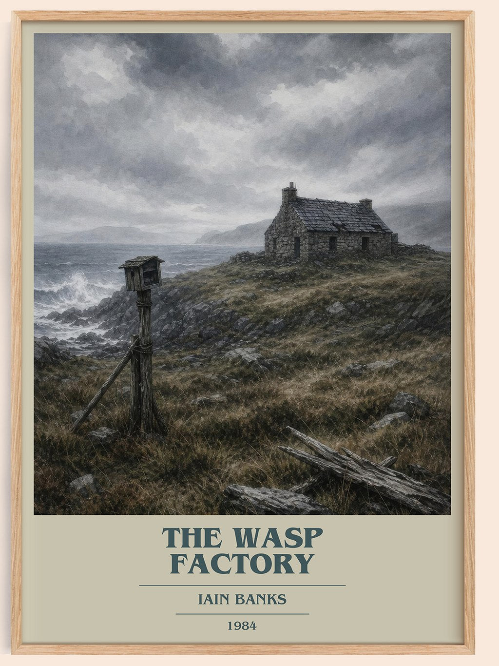 The Wasp Factory book cover book poster by Iain Banks – framed literary art print