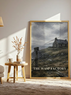 The Wasp Factory watercolour print in frame leaning in hallway – literary fiction wall art