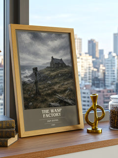 The Wasp Factory book cover print framed by window – literary home decor