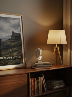 The Wasp Factory watercolour print on bookshelf – Iain Banks fan gift