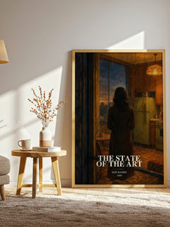The State of the Art watercolour print in frame leaning in hallway – sci fi wall art