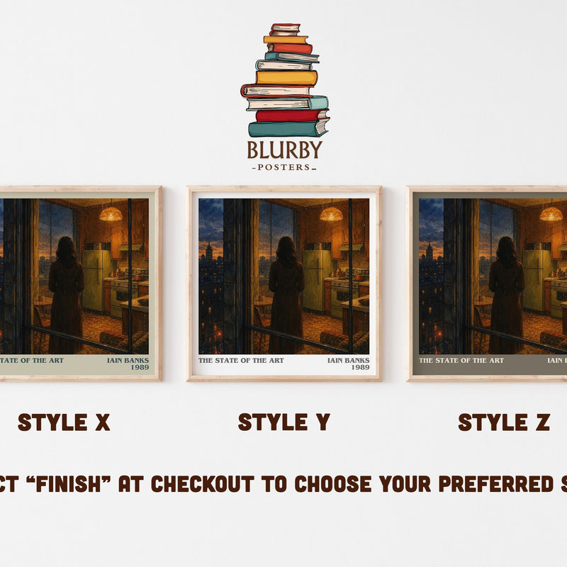 The State of the Art literary print in frame leaning in hallway – sci fi wall art