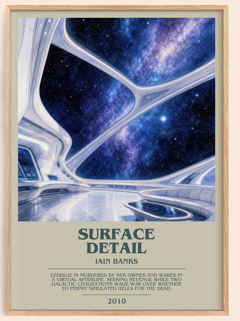 Surface Detail bookish book poster by Iain Banks – framed literary art print