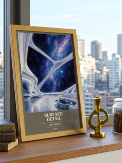 Surface Detail book cover print framed by window – literary home decor