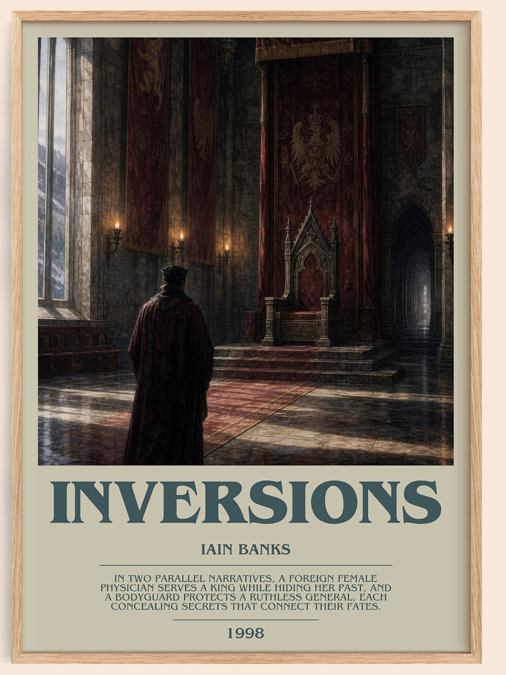 Inversions bookish book poster by Iain Banks – framed literary art print
