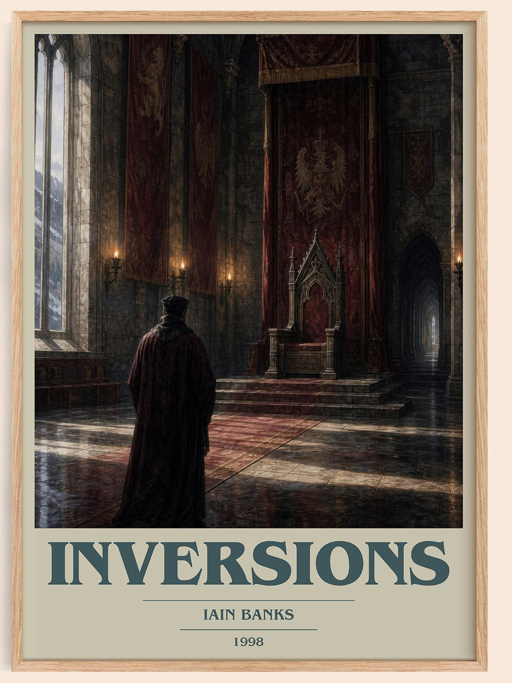 Inversions book cover book poster by Iain Banks – framed literary art print