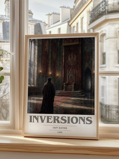 Inversions book cover poster colour and style options – Iain Banks book art