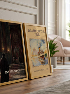 Inversions watercolour print framed by window – literary home decor