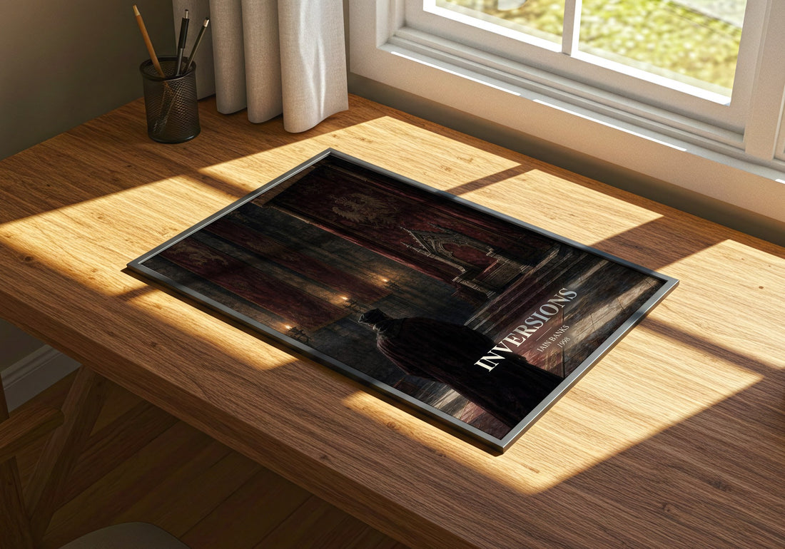 Inversions watercolour book poster framed on wall – sci fi wall art