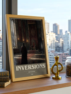 Inversions book cover print framed by window – literary home decor
