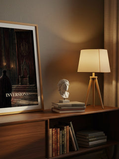 Inversions watercolour print on bookshelf – Iain Banks fan gift