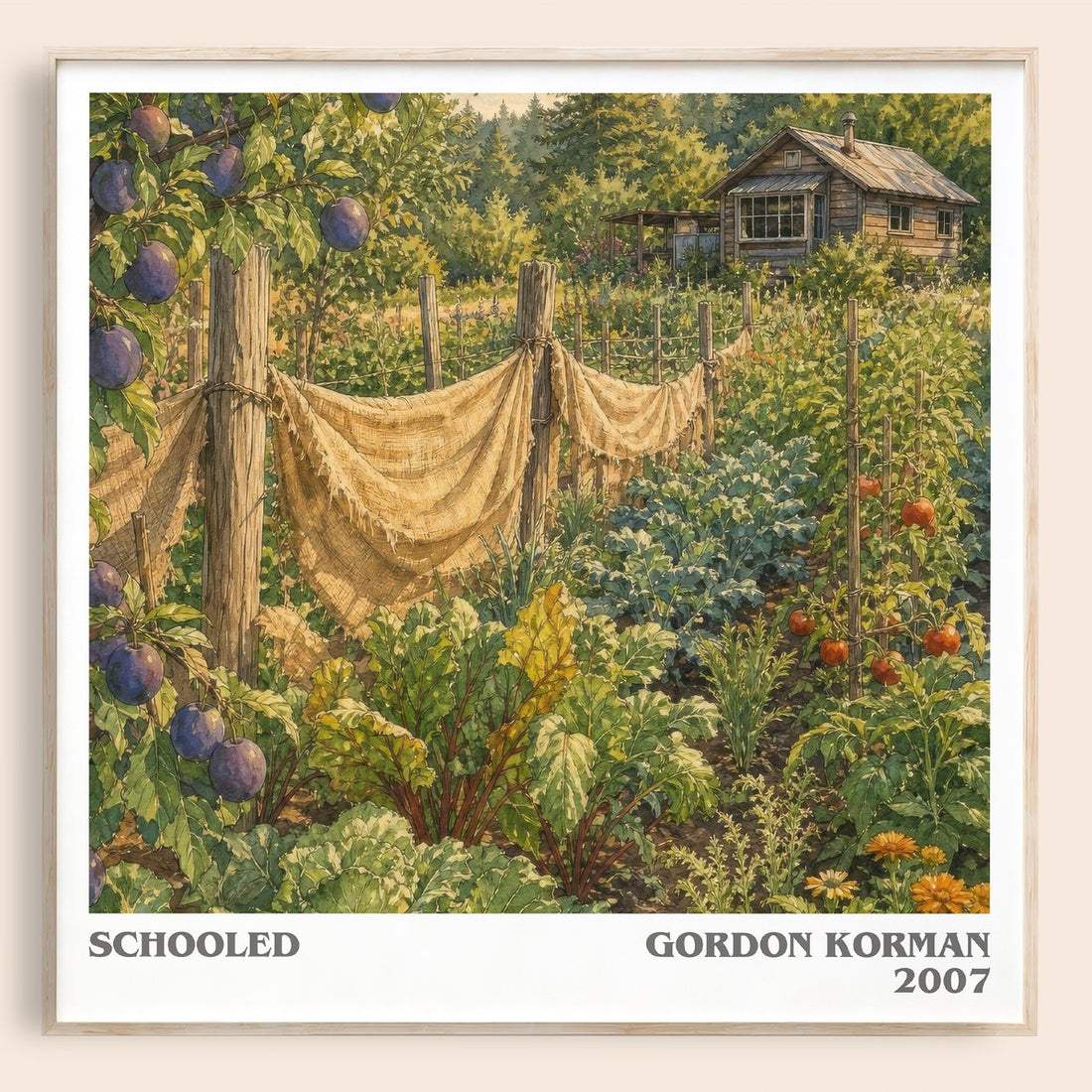 Schooled literary book poster by Gordon Korman – framed literary art print