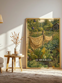 Schooled watercolour print in frame leaning in hallway – young adult wall art