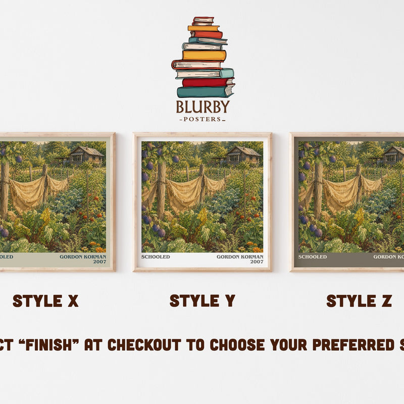Schooled literary print in frame leaning in hallway – young adult wall art