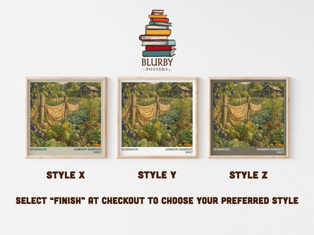 Schooled literary print in frame leaning in hallway – young adult wall art (mockup)