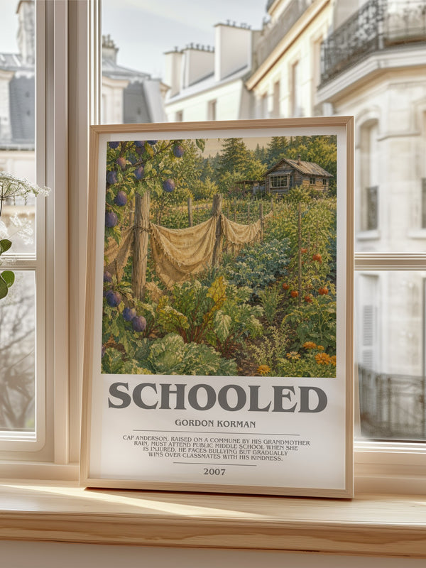 Schooled bookish poster colour and style options – Gordon Korman book art