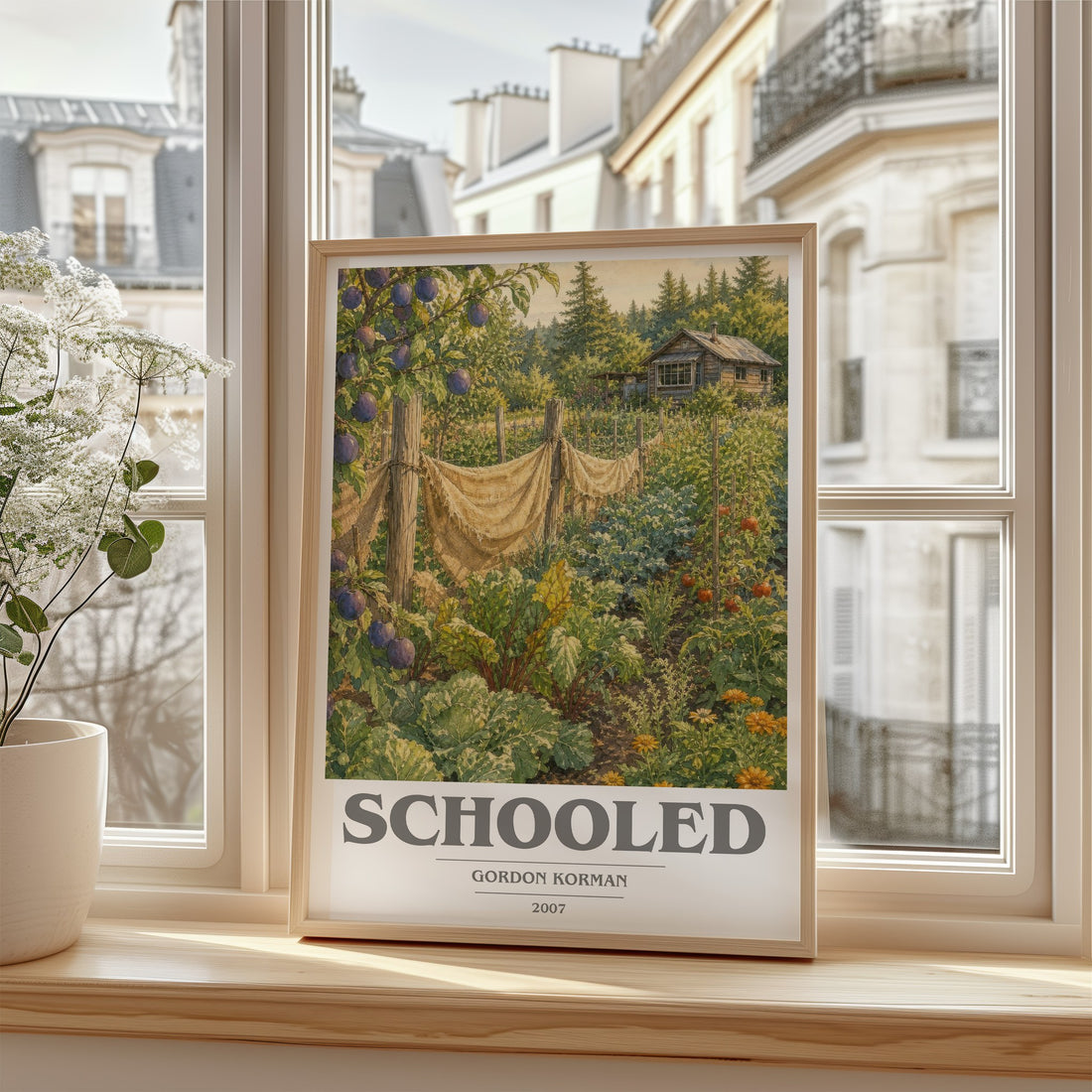 Schooled book cover poster colour and style options – Gordon Korman book art